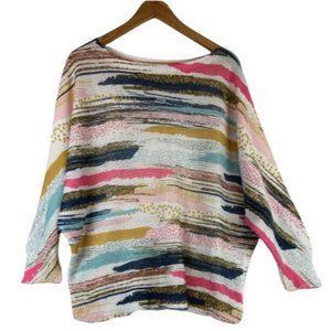 Anna Melani Women's Pastel Watercolour Dolman Knit Sweater Size Large